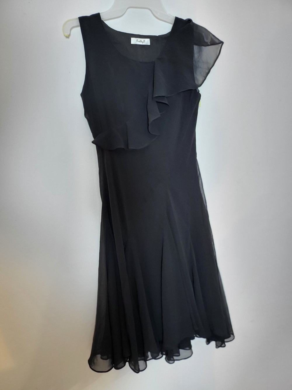 Ruffled Black Sleeveless Cocktail Dress